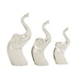 thumbnail image 2 of Benzara 92905 Sleek and Stylish Set of 3 Ceramic Silver Elephant, 2 of 2