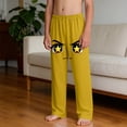 thumbnail image 6 of Soft Boys Pants Novelty Eyes Print Yellow Elastic Waist Casual Sweatpants for Kids with Pockets Funny Lounge Bottoms Youth,Size 6 T, 6 of 9