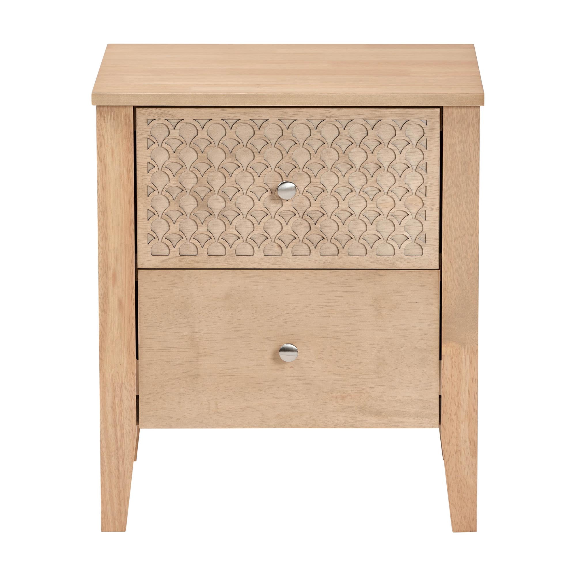 Baxton Studio Lara Modern Nightstand, 2-Drawer, Oak Brown
