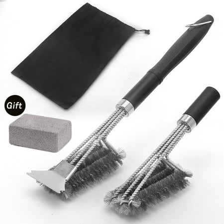 

Nacams 19 Stainless Steel Grill Cleaning Tool Grill Cleaning Brush and Scraper Wire Bristles - Best Grill Cleaner for Gas/Charcoal/Porcelain/Cast Iron - Grill Accessories Gift (3 pcs)