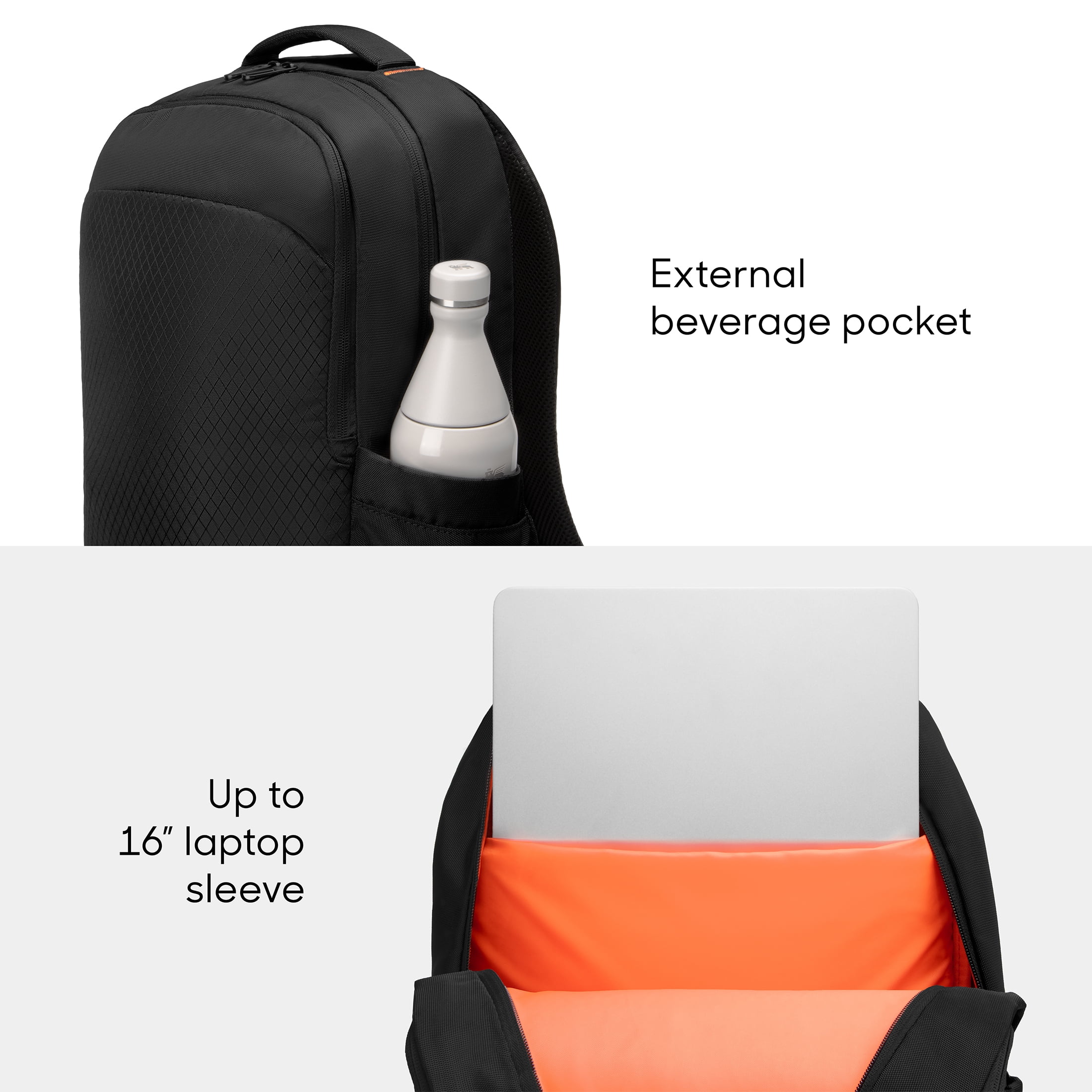 Sharper Image Laptop Backpack, 23L TSA Approved Travel Bag for Business Work, College School Bag Fits 16” Laptops/Computer, Water Resistant, Black