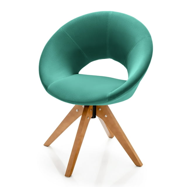 Costway Fauteuil d'Appoint Pivotant Moderne Mi-Siècle Fauteuil en Tissu Velours Salon Vert