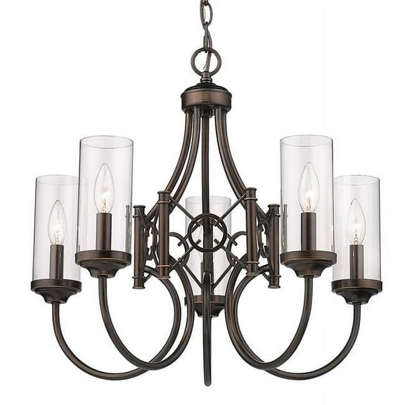 Golden Lighting Quincy 5 Light Chandelier in Cordoban Bronze with Clear Glass