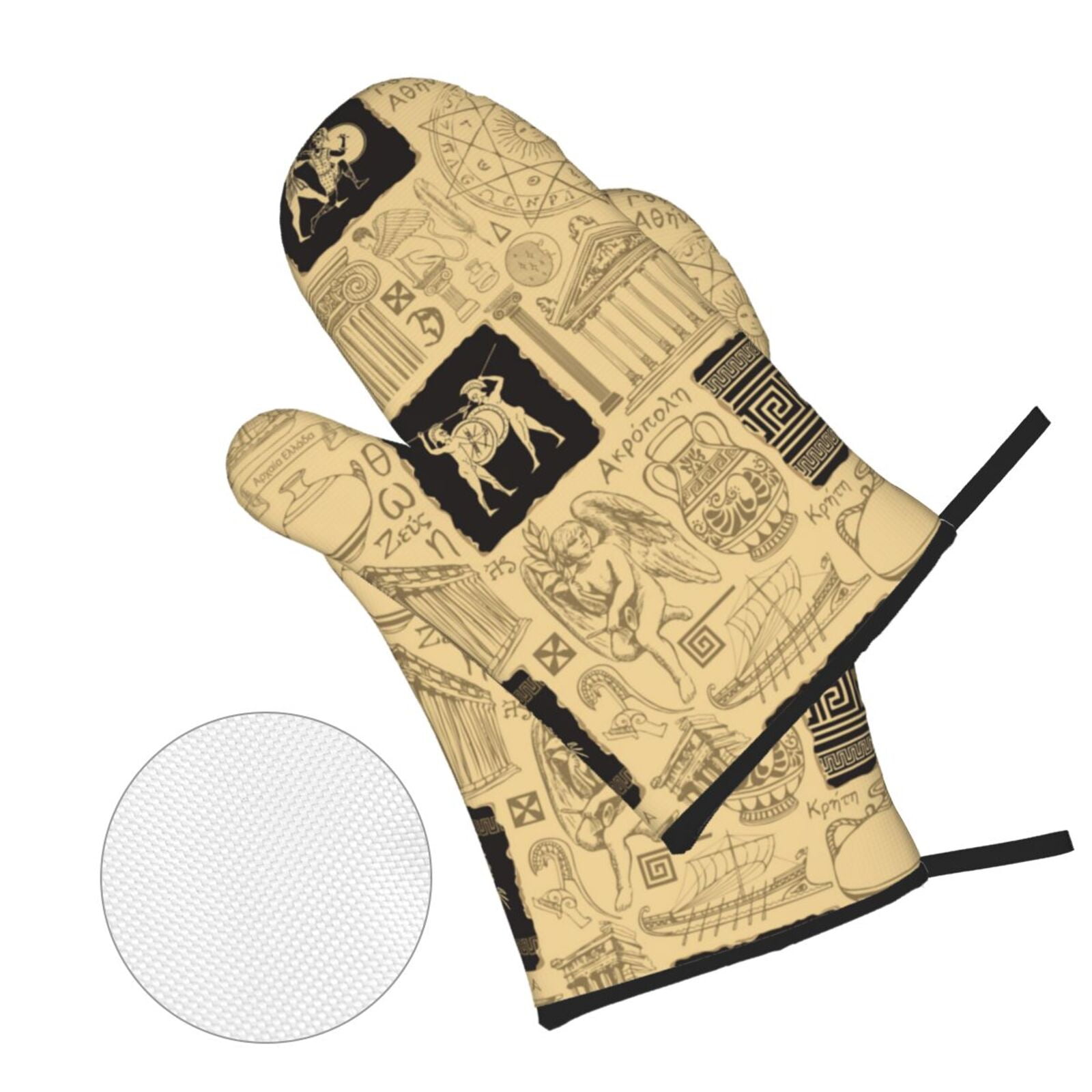 Ancient Greece Mythology Retro 4Pcs Oven Mitts and Pot Holders Sets Oven Kitchen Gloves Hot Pads for Cooking BBQ Baking Grilling