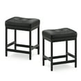 thumbnail image 3 of EOP Modern Counter Height Bar Stools Set of 2, Backless PU Leather Kitchen stools, Saddle Bar Chairs for Kitchen Counter, Dining Room, Cafe, Black, 3 of 9