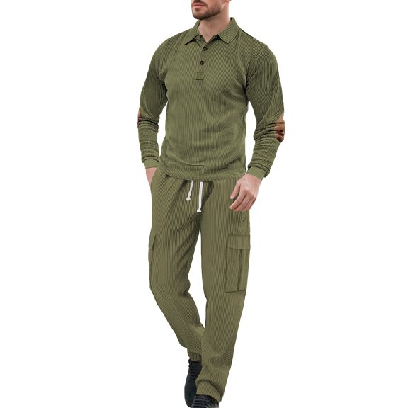 RUTAYY Men's Outfits Casual Sports 2 Piece Loose Fit Solid Color Long Sleeve Workwear Everyday Wear Classic Versatile Sets