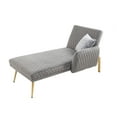 thumbnail image 6 of 66.14" Velvet Sofa Futon Sofa Bed, Modern Chaise Lounge Sofa Accent Sofa with Metal Feet & Adjustable Angle, Comfy Upholstered Sofa Convertible Sofa Sleeper with Arm for Living Room Bedroom, Gray, 6 of 7