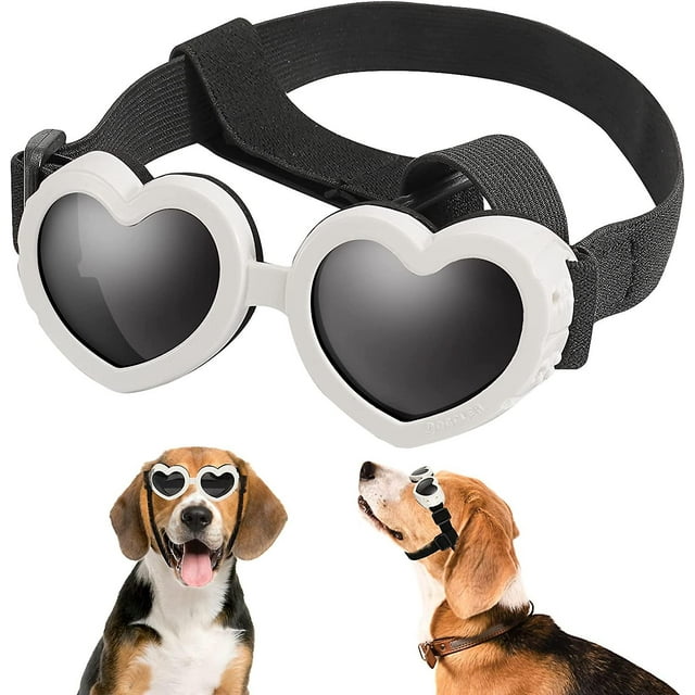 Lunettes de Soleil pour Chien en Forme de Cœur Lunettes de Protection Uv Étanches avec Sangle Réglable pour Chien