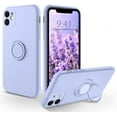 thumbnail image 1 of LAICAIW iPhone 11 Case, Phone Case iPhone 11, Slim Silicone Soft Rubber Shockproof Protective 360° Ring Holder Kickstand Drop Protection Bumper Cute Girl Women Boy Men iPhone 11 Cover,Lavender/Purp, 1 of 7