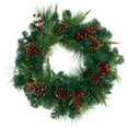 thumbnail image 4 of Northlight Pre-Lit Battery Operated Mixed Pine and Berries Christmas Wreath - 24" - Warm White LED, 4 of 8