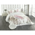 thumbnail image 3 of Ambesonne Feminine Quilted Bedspread Set 3 Pcs, Cartoon on White Horse, King Size, Cream Pink, 3 of 5