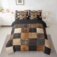 thumbnail image 2 of Castle Fairy Animal Print Patchwork Bedding Comforter Set 7 Pieces for Kids Children Teens,Abstract Geometric Plaid Full Bedding Set Lightweight,Cow Print Fitted Sheet Flat Sheet, 2 of 8