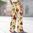thumbnail image 4 of Women's Loose Wide Leg Pants, Christmas Print Elastic Waist Drawstring, Casual Pocket Trousers, Fashion Holiday Pants for Women, Cozy and Festive,Earthy Yellow,M, 4 of 6