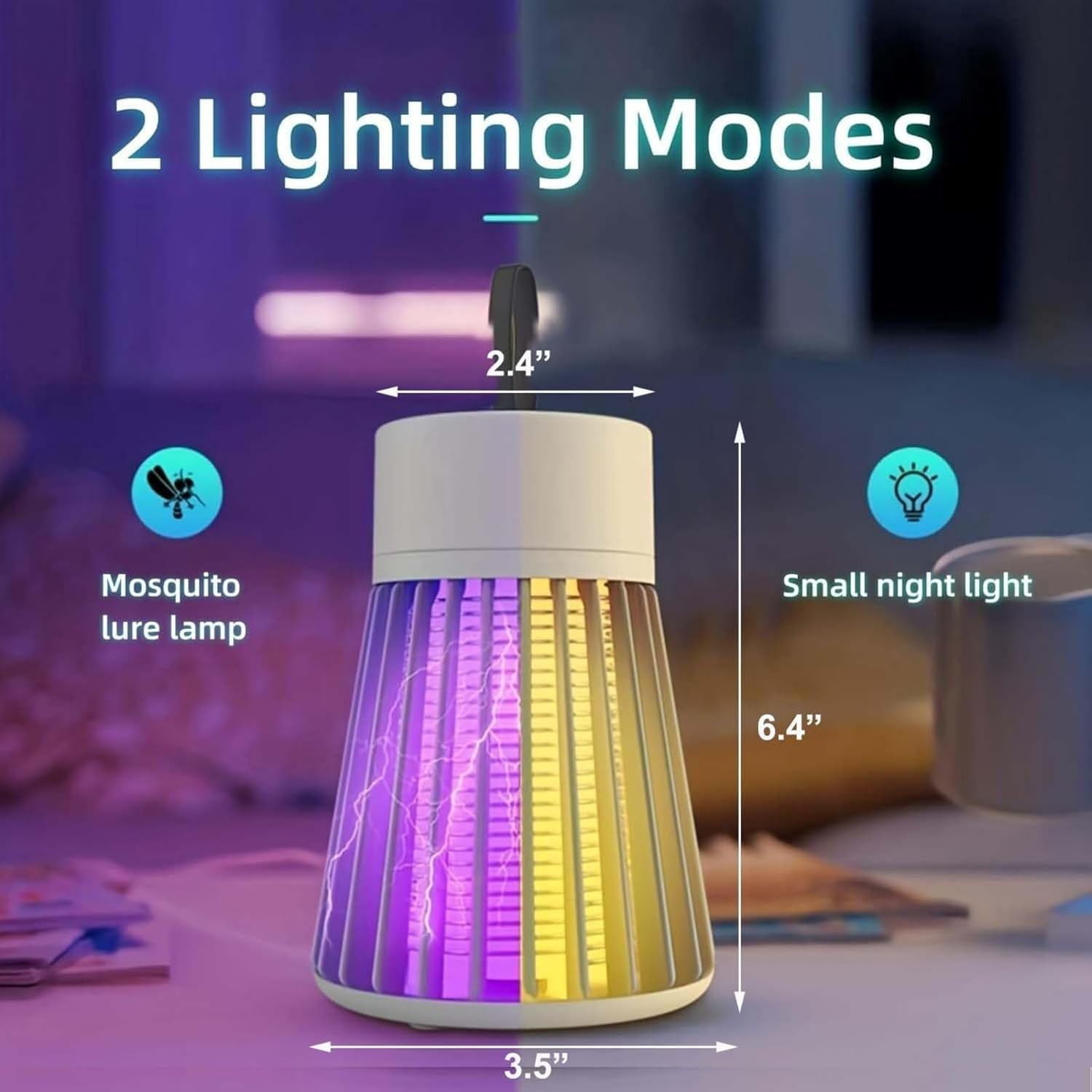 Mosqishock Mosquito Lamp Bug Zapper, Portable Cordless Outdoor & Indoor, Waterproof USB Rechargeable Insect Trap, Ultra-Quiet Electric Fly Zapper Coverage Up to 20㎡