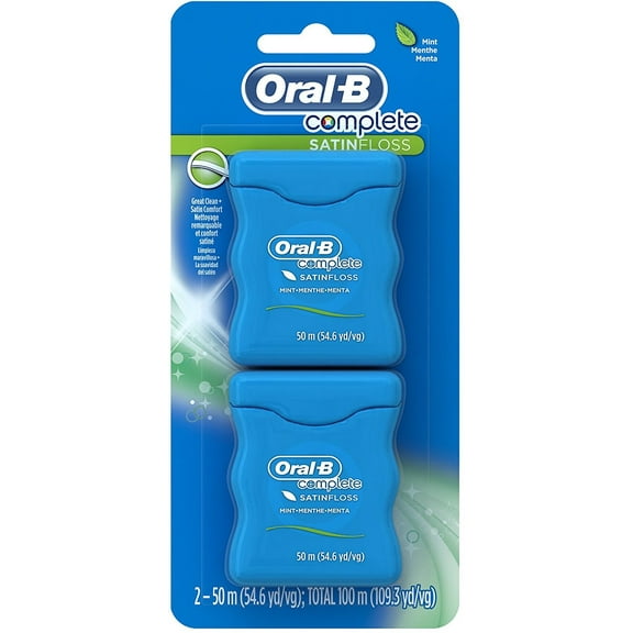 Oral-B Satin Floss Dental Floss Mint 110 Yards, Twin Pack (Pack of 2)