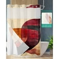 thumbnail image 2 of No Hook Shower Curtains with Snap in Liner, Red Boho Geometric Waterproof Fabric Shower Curtain, Abstract Minimalist Art Double Layers & See-Through Top Window Bathroom Curtains 72''x84'', 2 of 6