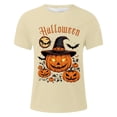 thumbnail image 3 of T Shirts for Men Graphic Halloween Funny Pumpkin Printed Casual Comfortable Short Sleeve Crew Neck Tees Sports Leisure Activities Lightweight Breathable Men's Shirts Beige L, 3 of 4