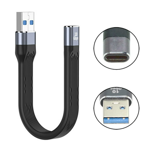 CY 10Gbps USB 3.1 Type C Female to USB3.0 Type A Male Flat Slim FPC Data Cable 13cm for Laptop & Phone