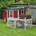 thumbnail image 2 of PawHut 63" Chicken Coop Wooden Hen House Rabbit Hutch Poultry Cage Pen Outdoor Backyard With Garden Box, Run Area, Nesting Box Brown, 2 of 10