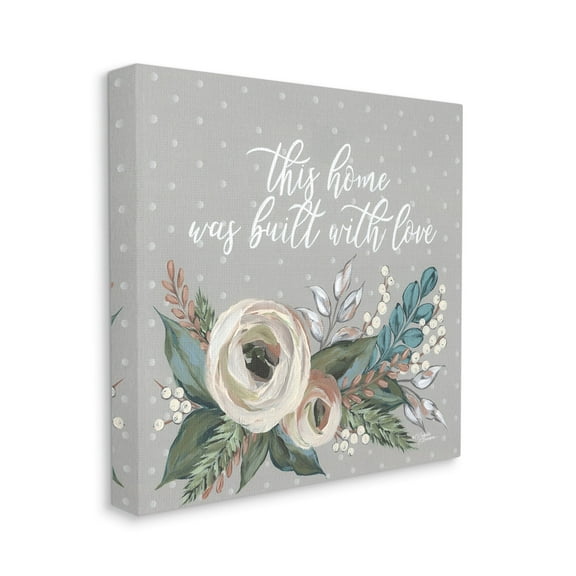 Stupell Industries Home Built With Love Quote Assorted Bouquet,36 x 36,Designed by Michele Norman