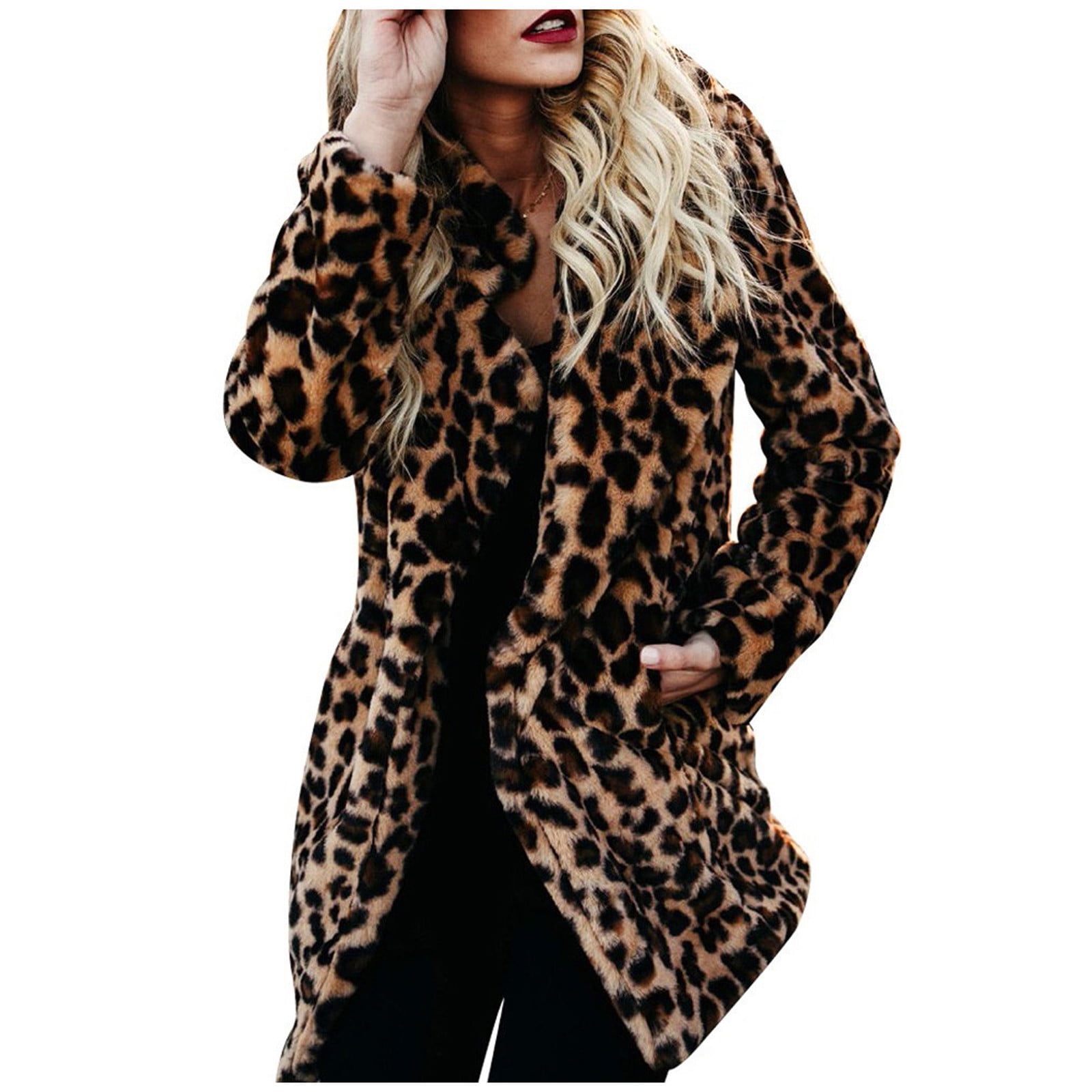 Animal leopard print super soft Faux fur oversized gilet coat with hoody 