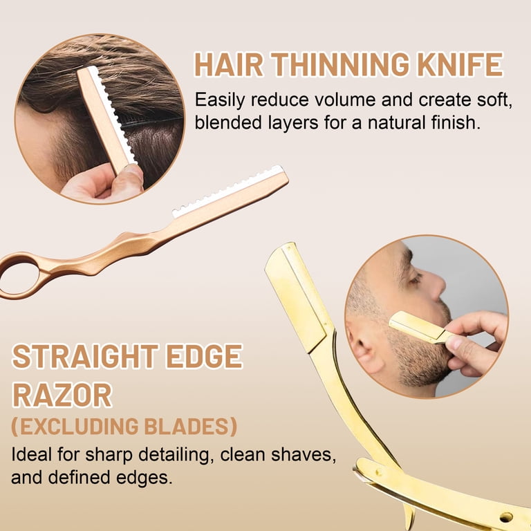 cyrico Professional Hair Cutting Scissors Set, 10 Pieces, Gold photo 7