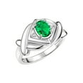 thumbnail image 4 of RYLOS Rings for Women 14K White Gold Ring XOXO Hugs & Kisses 7X5MM Gemstone & Diamond Ring May Emerald Jewelry Size 10, 4 of 8