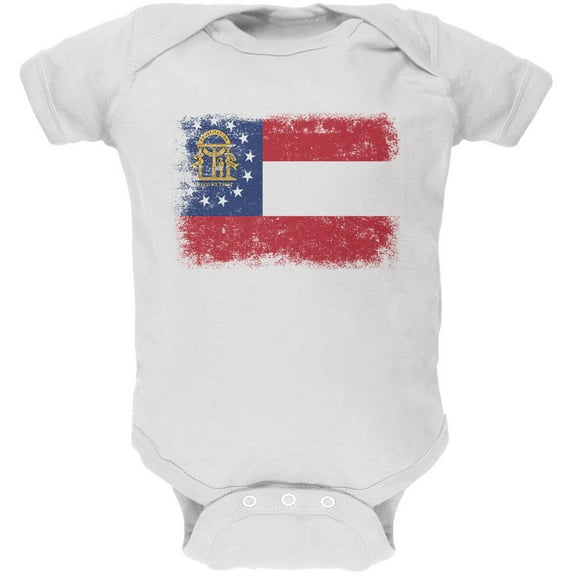 Born and Raised Georgia State Flag Soft Baby One Piece White 3-6 M