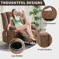 thumbnail image 3 of EuKer Lazy Boy Recline, Oversize Recline with Heat and Massage for Bedroom,Living Room,Home Theater, Brown, 3 of 8