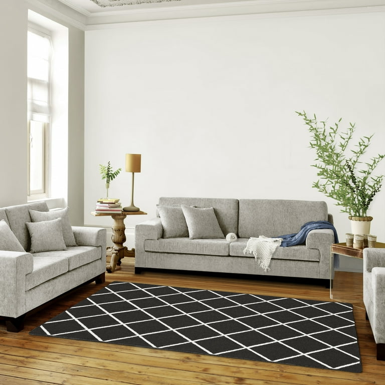 Mainstays Diamond Indoor Area Rug, Charcoal, 59