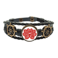 thumbnail image 1 of Corte de papel Flor de loto animal del zodiaco chino Pulsera marina tejida en cuero, 1 of 4