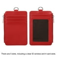 thumbnail image 5 of Uxcell Vertical PU Leather 5 Card Slots ID Badge Holder Zipper Wallet with Lanyard, Red, 5 of 6