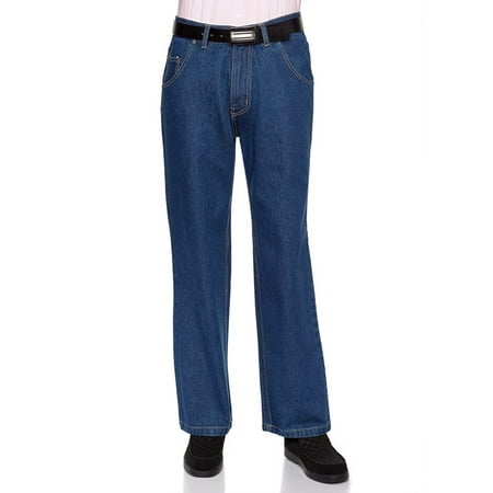 AKA Mens Denim Jeans - Long Jean Pants for Men with Straight Leg and Relaxed Fit Medium Blue 48