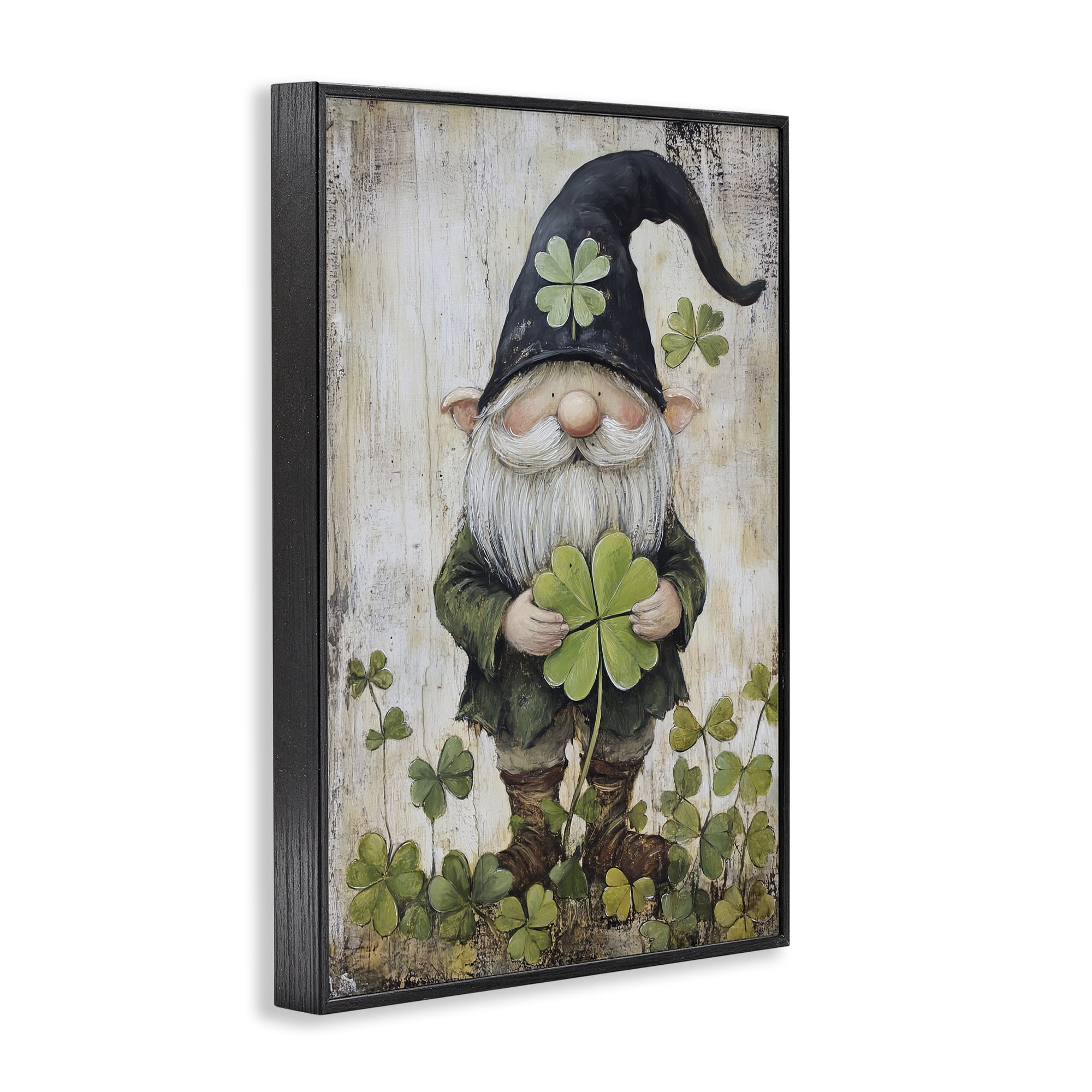Stupell Industries Cottage Shamrock Gnome Black Framed Giclee Art, design by Tina LeCour