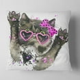 thumbnail image 2 of Designart Funny Black Cat Illustration - Animal Throw Pillow - 16x16, 2 of 5