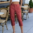 thumbnail image 3 of Summer Loose Capris New Women's High Waisted Cargo Capris with Pockets, Summer Straight Leg Cropped Trousers for Beach Work, 3 of 9