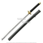 Munetoshi Fantasy Anime Samurai Katana w/ Scabbard Foam Toy Sword Chrome Blade Black Handle