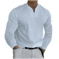 thumbnail image 2 of Lilgiuy Men Fashion Casual Shirt Solid Color Long Sleeve V-Neck Pullover Blouse Tops Creative Gift for Dad Father Husband, 2 of 4