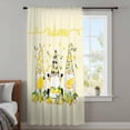 thumbnail image 4 of Lemon Gnomes Sheer Curtains 108 Inches Extra Long, Yellow Summer Botanical Fruit Leaves Light Filering Curtains, Privacy Drapes Simi Floor to Veiling Curtain for Living Room Bedroom Window Treatment, 4 of 9