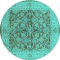 thumbnail image 1 of Ahgly Company Indoor Round Oriental Turquoise Blue Industrial Area Rugs, 5' Round, 1 of 4