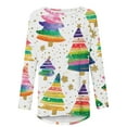thumbnail image 4 of Enjoytime Christmas Blouses for Women Casual Printed Crew Neck Long Sleeve Blouse Trendy Loose Fall Winter Womens Plus Size Tops Multicolor XXXL, 4 of 5