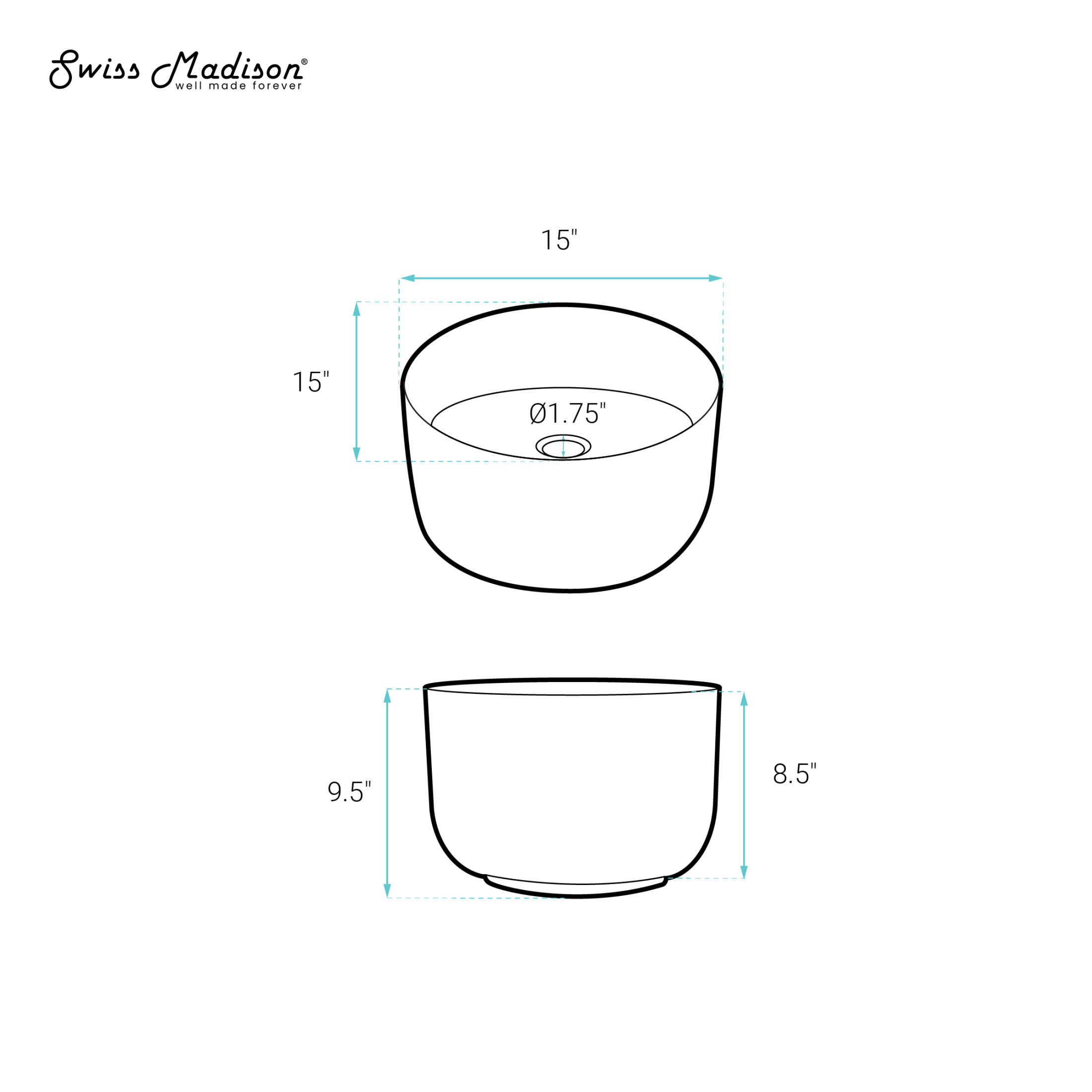 Calice 15'' Vessel Sink in White