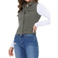 thumbnail image 5 of MODA NOVA Juniors Washed Chest Flap Pockets Single Breasted Denim Vest Jacket, 5 of 6