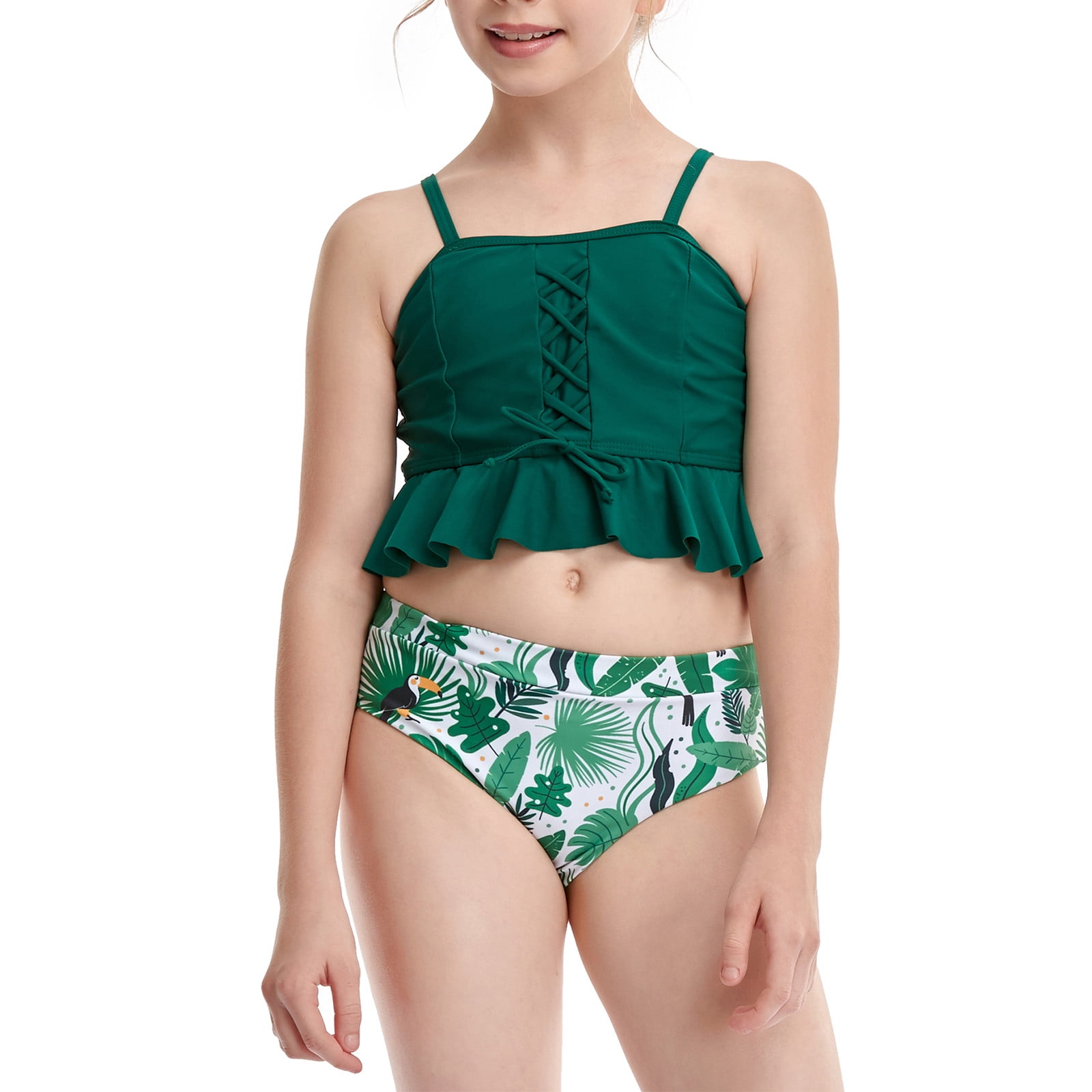 XZNGL High Waist Bikini Swimsuit for Women Fashion Girls Bikini High Waist Children Pringting Swimwaer Split Swimsuit High Waist Swimsuit for Women Swimsuit Bikini for Women Girls Bikini Swimsuit Walm...