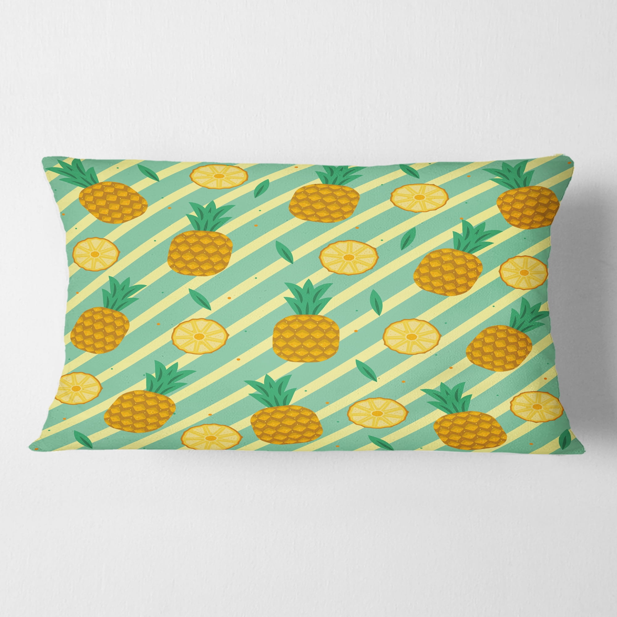 Designart Pineapple Summer Bliss I' Mid-Century Modern Throw Pillow - 12x20