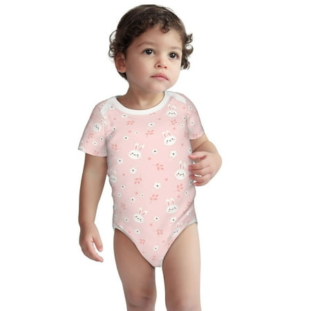 

Haiem Cute Bunny Printed Unisex-Baby Short Sleeve Onesies Bodysuits Unisex Babies Snap-Up Rompers-18 Months