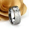 thumbnail image 3 of Tungsten Rings for Men Wedding Bands for Him Womens Wedding Bands for Her 6mm Faceted Diamond Cut Brushed Groove Line, 3 of 8