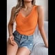thumbnail image 5 of Suéter Sin Mangas de Verano con Cuello en V para Mujer, Chaleco de Punto Holgado para Otoño. Color Naranja S, 5 of 10