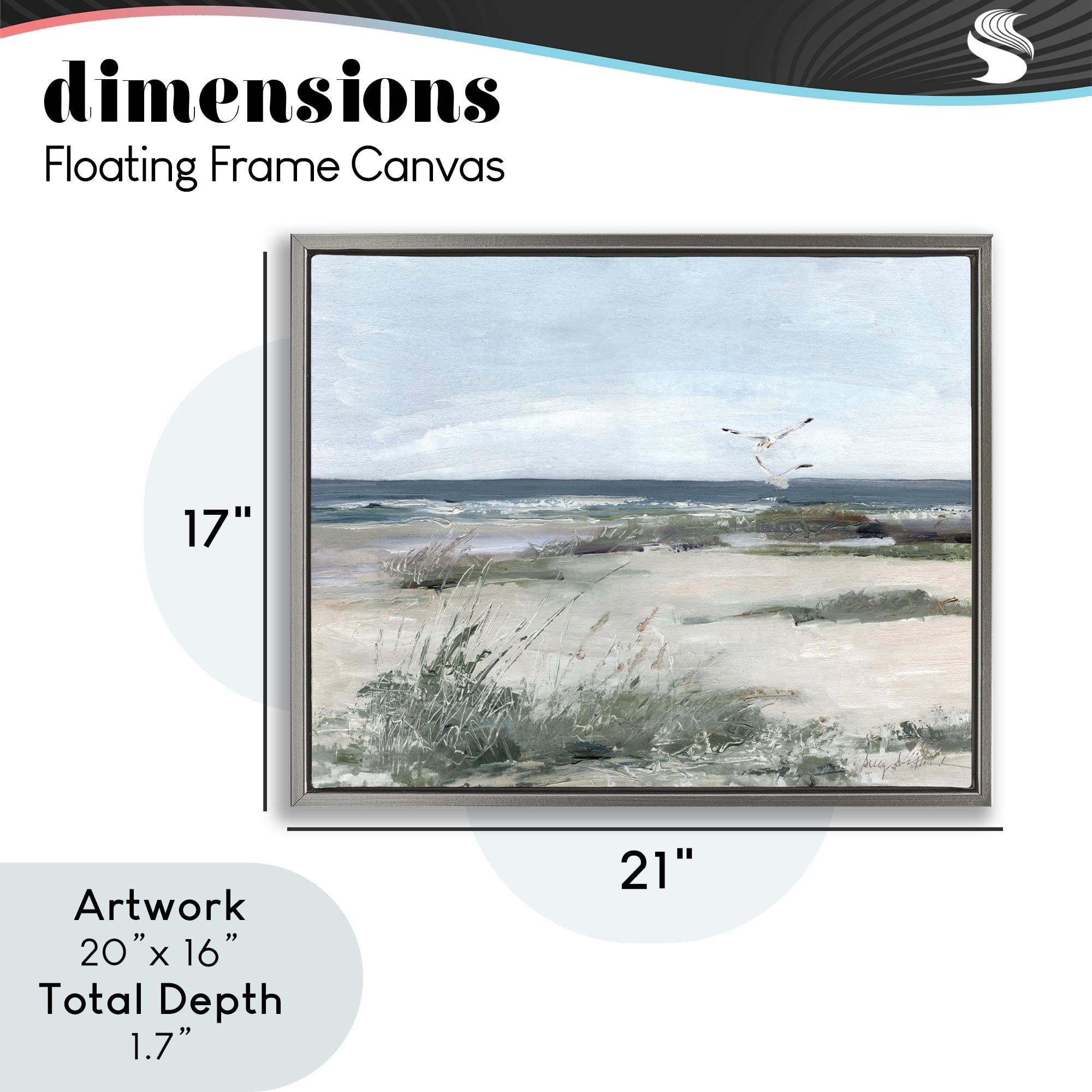 Stupell Industries Seagull Pair over Waves Gray Framed Floater Canvas Wall Art, design by Sally Swatland