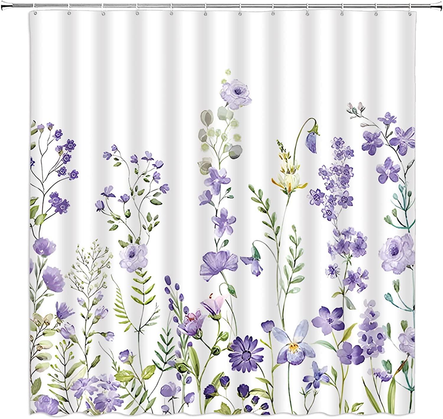 Purple Watercolor Floral Shower Curtain Lavender Flower Spring Blossom